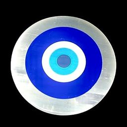 Selenite Black Tourmaline Charging Plate Healing Stone - Energetic Protection - Remove Negative Energy - Purification - Balance - Grounding Crystal (Selenite, Evil Eye)-image-4
