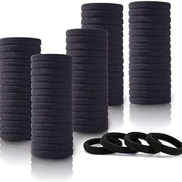 Thick Cotton Hair Rubber Bands, Durable Elastic Ties, Ponytail Holders, Hair Accessories for Women and Girls - (Black, Pack of 100 Pcs)-image-23