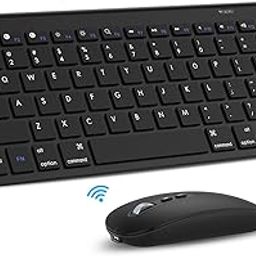 cimetech Bluetooth Mini Keyboard and Mouse, Slim Portable Ergonomic Wireless Keyboard and Rechargeable Mouse Compatible with iPad, Tablet, Laptop, PC - Black-22