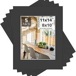 Pack of 5, 11x14 for 8x10 Black Photo Picture Mat - Acid Free, 4-ply Thickness, White Core - for Pictures, Photos, Framing-image-61