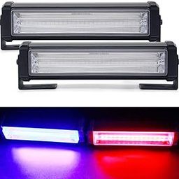 Automaze Car Emergency Strobe Police Light 6" 12V 40w/Pair LED Flasher Warning Beacon Hazard Caution Construction Mini Light Bar for SUV's 4X4 Trucks etc (Red Blue Color)-27