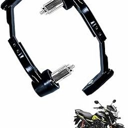 Asryd Motorcycle Brake Clutch Lever Guard Handlebar Protectors 7/8 22MM CNC Alloy with Adjustable Angle Length (Black) for Honda SP 125 (Pack of 2), Aluminium-1