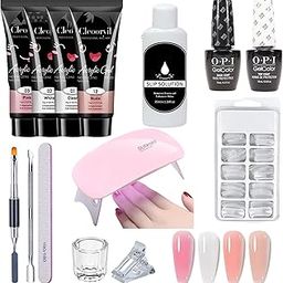 Poly Nail Gel Extension Kit for Builder Gel UV Nail Art Kit Nail Extension Set (Nude, Pink, White,Clear) (13 Items in the set)-23