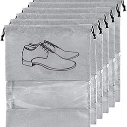 Travel Shoe Pouch Set - Pack of 6, Grey Transparent Non-Woven Fabric Shoe Covers - Keep Your Shoes Protected While Traveling-image-71