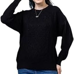 Women Pure Wool Pullover Sweater Regular Fit for Winter Wear | Full Sleeve | Stylish Cross Cable Design Sweater Crafted with Modern Clothing for Winter Season (in, Alpha, 2XL, Black)-image-87