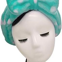 Makeup Facial Yoga Purpose Elastic Velvet Strip Headband for Women, Pack of 1 - White Green-picture-19