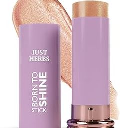 Just Herbs Born To Shine Shimmery Champagne Showers Smooth | Portable | Moisturises & Hydrates infused with Shea Butter and Cica Single Stroke All Day Long Highlighter for Women 14g-50