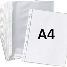 True-Ally 100 Pcs Transparent Document Sleeves, Leaf Sheet Clear Certificates/Waterproof Sheet Protectors 11 Holes Punched Ring Files Folder (A4Size) (100 Sheets) - (Pack of 1)-18