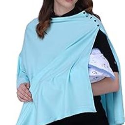Plus size Breastfeeding Cover for Mother and Nursing Cover for Breastfeeding Mother, Natural Soft Cotton (Multi Use) (Blue)-image-85