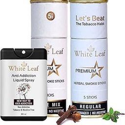 White Leaf Premium Herbal Ayurvedic Herbs Cigarettes Regular & Clove Flavour(Pack Of 10) With 20 ml Shot Non Addiction Mouth Spray 100% Tobacco Free And Nicotine Free |Smoking Cessation-image-5