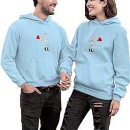 Men's & Women's Casual LO+VE Love Printed Full Sleeve Cotton T Shirt, Warm Pullover Monkey Cap, Hooded Neck, Regular Fit, Sweatshirts Hoodies for Couple-picture-31