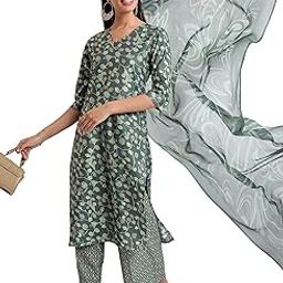 Polyester Women's Regular Fit Printed Threeforth Sleeve Ethnic Set-image-35