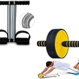 GJSHOP Double Spring Tummy Trimmer and Double Wheel AB Roller Combo for Abs Core Abdominal Workout Back Exercise Gym & Fitness Kit-picture-24