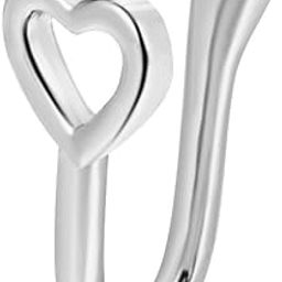 Sleek Silver-Tone Heart Nose Ring-image-6