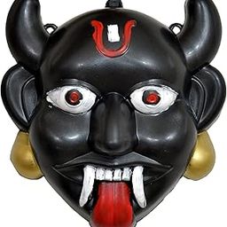UNIFIEDESSENTIALS Nazar Battu Mahakal Face Mask Hanging Evil Eye Protector for Home Entrance, 7x8 Inches, Black-image-24