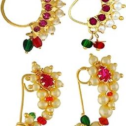 FASHIONS Maharashtrian Marathi Nath without piercing nose pin ring clip on Nathiya for women.-14