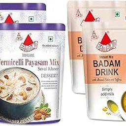 Bambino Combo Instant Mix's of Badam Drink Mix 200 Gms X Pack of 2 (400 Gms) I Vermicelli Payasam Mix 180 Gms X Pack of 2 (360 Gms)-image-25