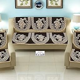 SPIEx-cell Excell loomtex Presents 063_Sofa Cover of Exclusive Royal Look Velvet Sofa Cover Set of Heavy Fabric 500 TC Floral Design 5 Seater Sofa Cover -|| Set of 6 Piece ||-image-19