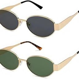 Retro Oval 90s Vintage Sunglasses for Men & Women – Trendy Durable Metal Frame with 100% UV Protection Stylish Eyewear combo-35
