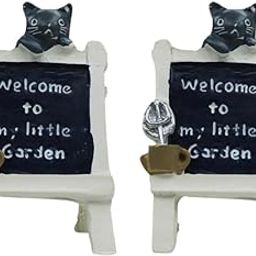 Wonderland Imported Miniatures (Pack of 2) Kitty Sitting on Welcome Board |Miniature Figurine| Shelf Dcor | Resin Home dcor | Gift Items-image-76