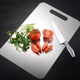 iSTAR Stainless Steel Rectangular Chopping Board | Double-Sided Metal Kneading Board with Round Corners | Non-Slip, Rust-Proof, Heavy Duty Cutting Board for Vegetables, Fruits, Meat and Bread-picture-18