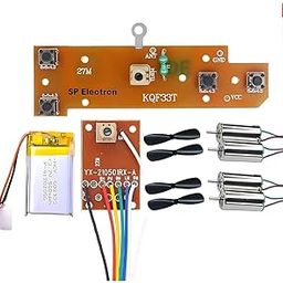 SP Electron Combo of Pair of 4 Pcs DC 3.7V 716 7x16mm Micro Coreless Motor with Propeller & 4CH RC remote control 27MHz circuit PCB transmitter & HCY-602030 500Mah LiPo for RC Toys kit-31