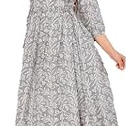 Women's Pure Cotton Printed Maternity Gown/Maternity wear/Feeding Nighty A-line Maternity Feeding Dress Maternity Kurti Gown for Women-21