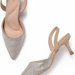 Women's Stone Embellished Heel Pumps, 3inch (BLY225)-54