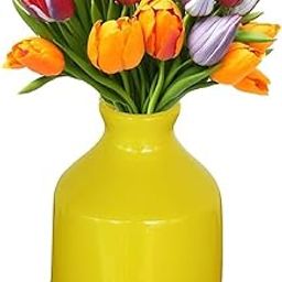 Pure Source India Ceramic Decorative Flower Vase/Pot for Living Room, Home Decor Without Flowers (Yellow) (3.5 inch)-6