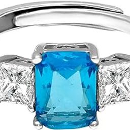 925 Silver Aqua Blue Baguette Ring, Adjustable | Gifts for Girlfriend, Gifts for Women and Girls | With Certificate of Authenticity and 925 Stamp | 6 Month Warranty*-image-37