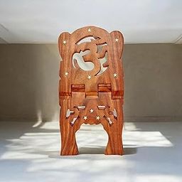 Pooja Book Stand | OM-Rehal Bhagwad Stand | Wooden Book Holder for Religious Prayer | Folding Stand | Spiritual Book Stand for Holy Books | Rosewood Material (35x25x15 cm, 13-Inch,Brown)-image-59