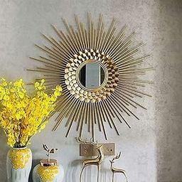 Gallery Impression Golden Sunburst Design Wall Mirror Round Mirror Perfect for Living Room, Bedroom, Hallway, Hotel Decoration(Size:24X24 Inches).-image-65