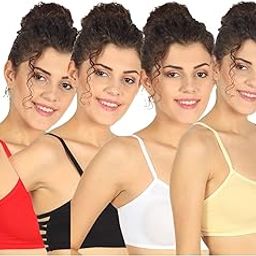 Women's Cotton Lightly Padded Non-Wired 6 Strap Sports Bra (Pack of 4) Free Size 28 to 34 Multicolour-image-32