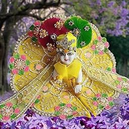 Partish Laddu Gopal Poshak with Pagdi Size 5 l Ladoo Gopal Dress l Bal Gopal l Kanha Ji Thakur Ji Heavy Dress (Yellow, Size 5)-20