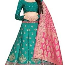 NARAYANMUNI FASHION Women's Ethnicwear Women's er Banarasi Silk Lehenga Choli With Dupatta Set (RAMA GAJARI)-picture-18