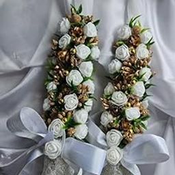 Candle Handmade Floral Wall Hanging Hoop | Artificial Rose Flower Ring with Ribbons | Decorative Wreath for Home, Door, Room, Festive,Wedding & Gift Decor (Multicolour & White) Pack of One.-image-51