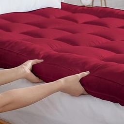 AVI Luxury Soft 5D Spiral 2500 GSM Microfiber California King Bed Mattress Topper, Extra Thick 3 Inch Mattress Padding, Cooling Breathable Cotton Pillow Top with Elastic Bands, (Maroon, 72x84 Inch)-9