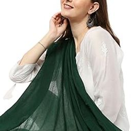 Women's Bottle Green Cotton Dupatta-image-1