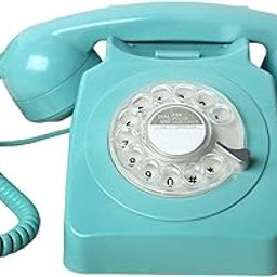 MYADDICTION Retro Landline Phone 1960'Style Decorative Vintage Rotary Dial Telephone Blue | Home Telephones & Accessories | Corded Telephones | consumerelectronics-10