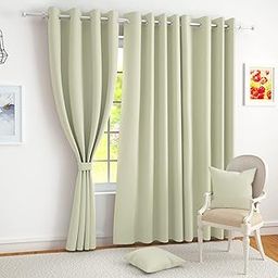 Story@Home Blackout Door Curtains 7 Feet Set of 2 | Plain Design | 70% Room Darkening | Thermal Insulated Curtains | Curtain for Living Room | (116 x 215 cm, Beige) | Perfect for Home Decor-image-5