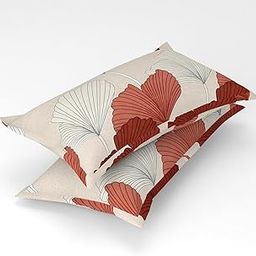 Homefab India 2 Piece Printed Cotton Feel Microfiber Pillow Covers - Peach, Floral-25