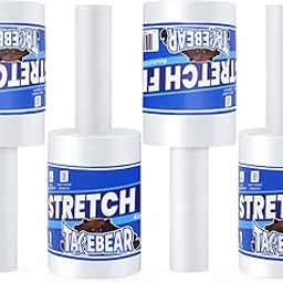 TAPEBEAR Mini Shrink Wrap, Hand Held Plastic Packaging Film 102mm x 305m Clear Pallet Wrap Stretch Wrapping Film for Moving, Packing Furniture, Book, Plate, 4Rolls-image-16