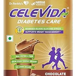 Celevida Protein Powder Drink for Diabetes Management by Dr. Reddy’s | Chocolate Flavour | No Added sugar | Plant based | For Sugar control, Weight Management & Immunity Support | 400gm Tin Pack-11