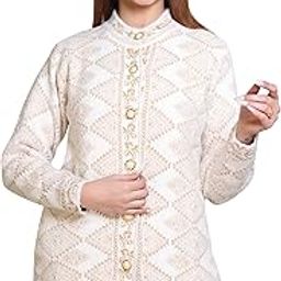 Women's Woolen/Acyrlic Winter Wear Warm Full Sleeve Knitted Cardigan/Sweaters Hair Yarn Cardigan | Size Suitable for M and L | Yellow-image-65
