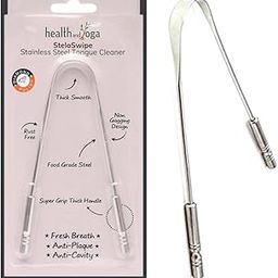 HealthAndYoga® SteloSwipe Stainless Steel Tongue Cleaner (Pack of 1)- Premium Design, Surgical Grade Scraper, Sterlisable- For Oral Care, Prevents Bad breath & Cavities- Women & Men- Travel/Home Use-69