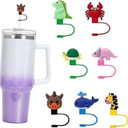 YUISI 7PCS Silicone Straw Covers Cap, Compatible with Stanley 10mm Cute Straw Toppers for Tumblers, Dust-Proof Drinking Straw Caps for Reusable Straws Tips Lids-image-93