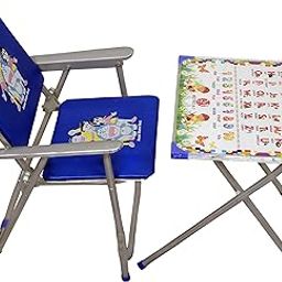 S.S Steelo Art Kids Study Table and Chair Set, Foldable Design, Blue and Grey, Educational Alphabet Print-image-42