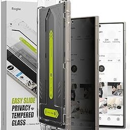 Ringke Easy Slide Privacy Glass [2 Pack] Compatible with Samsung Galaxy S24 Ultra Screen Protector with Installation Tool, HD Quality 9H Hardness Anti-Spy Full Coverage Tempered Glass Film-24