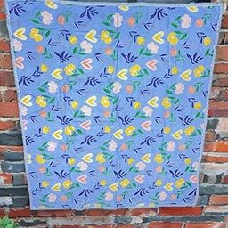 Floral Cotton Comforter, 229 x 203 cm, Multi-Colour with Yellow and Pink Flowers, Blue Background, Reversible Design-image-68