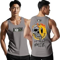 Funky Skull Printed Cotton Tank Top Vest for Men-image-83